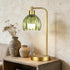 Set 2,Small Dimmable ILLMTW Green Table Lamp of Glass Bedside Lamps Boho Bedroom Lamp with Tulip Flower Lamp Shade,Gold