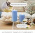 3" 4.5", Luminara Sea Glass Flameless Candle, Cornflower x Moving LED Flame Pillar with Timer, Battery Operated, Real