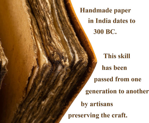 WANDERINGS Small Vintage Leather Journal - 4"x6", Antique Handmade Leather Bound Journal with Deckle Edge Paper