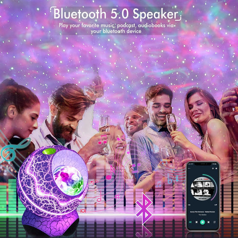 Rossetta Star Projector, Galaxy Projector for Bedroom Nebula Night Light Projector with White Noise, Bluetooth Speaker