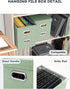 Oterri Hanging Filing File Box with Lid, Collapsible Document Organizer Box for Letter Size, 2 PCS, Green