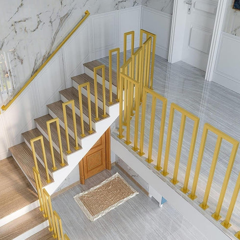 PAUANI 40-100cm 40 M/U-Shaped Iron Stair Handrail Railing - Gold Retro Non-Slip Hand Rails, Outdoor Garden Loft