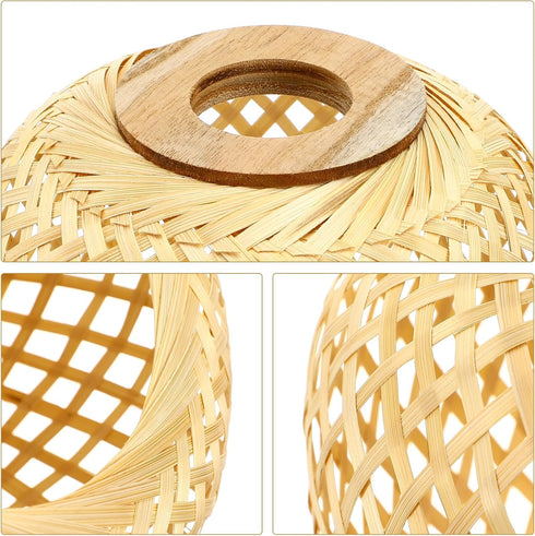 7.67 Inch UPKOCH Woven Bamboo Lamp Shade Pendant Light Cover Rustic Rattan Ceiling Lamp Shade for Home Bedroom
