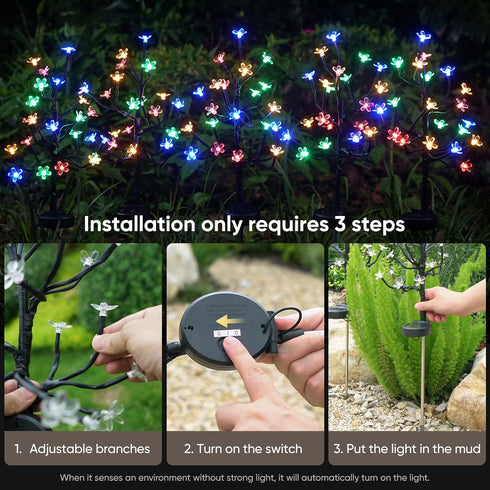 Decorative,2Pack 2Modes Solar Garden Lights Outdoor Waterproof,Garden Decor Solar Flowers For Outside Solar Powered