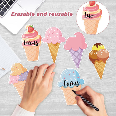 wonmon 40PCS Summer Summer Ice Cream Cutouts for Bulletin Board Decoration, Ice Cream Paper Cut-Outs Nameplates