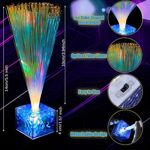 Decorations(6 Inch,Blue) Amylove Mini Fiber Optic Lamp Bulk LED Light Color Changing Table Centerpiece Glow in The Dark