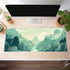 Cute Pastel Mint Green Forest Sage Desk Mat, Aesthetic Sunrise Anime Large Gaming Mouse Pad XL, 31.5"x11.8" with