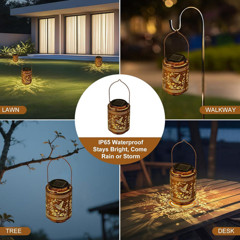 Hummingbird Solar Lanterns, Birthday Gifts for Women Mom Grandma, Outdoor Waterproof Hanging Garden Decor for Patio