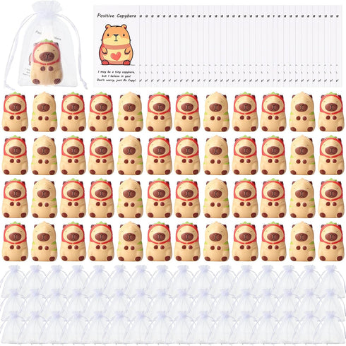 RoundFunny 48 Set Capybara Party Favors Positive Capybara Squeeze Stress Balls with Cards