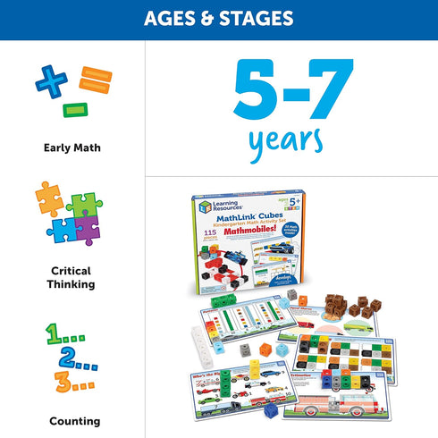 Set: 115 5 Set Learning Resources MathLink Cubes Kindergarten Math Activity Mathmobiles Pieces, Ages and Up