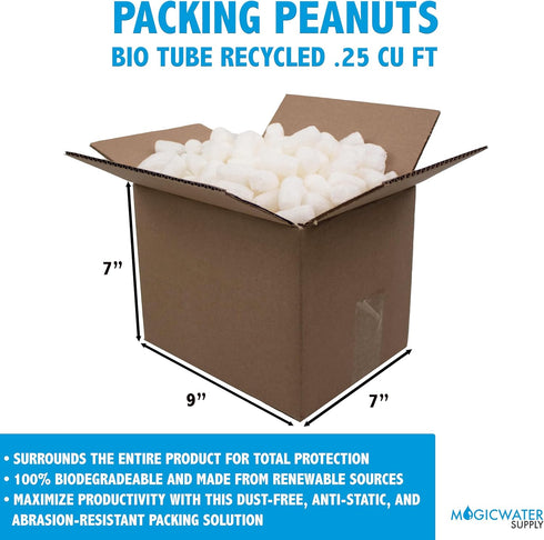 MagicWater Supply Anti Static Bio Tube Packing Peanuts, 0.25 Cu Ft, Compostable Biodegradable Void Filler