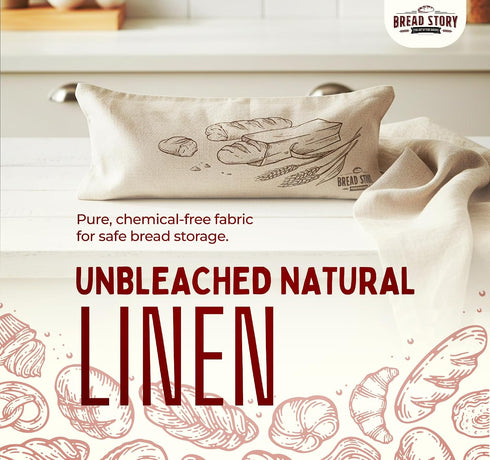 8x27" Linen Baguette Bag Single Baguette Bread Bag for Homemade Artisan Bread, Unbleached Reusable Food Storage