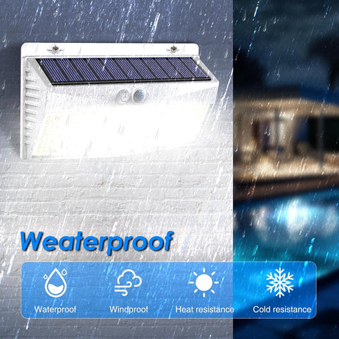 2 Pack 368 3 LED Solar Motion Sensor Lights Outdoor, Solar Fence Lights with Lighting Modes, Solar Powered Security