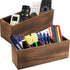 Dicunoy 2 Pack Wooden Pencil Holder for Desk, Rustic Wood Remote Control Caddy, Retro Table Organizer with 4