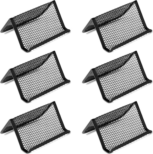 Black Metal Mesh Business Card Holder, Desk Organizer for Office with 50 Name Card Capacity