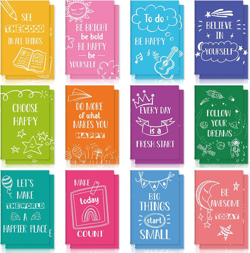 Zonon 24 Pcs Mini Colorful Notebooks, Funny Motivational Journals, Inspirational Notepads, Small Pocket Notebook for