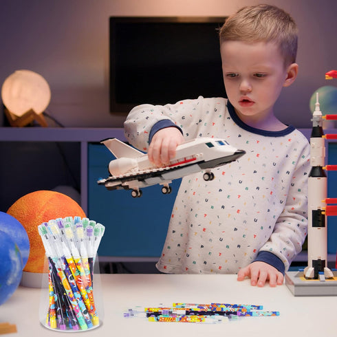 Kolewo4ever 48pcs Space Multi Point Pencils, Fun Astronaut Pencils, Planet Rocket Space Ship Pencils for Classrooms