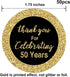 Careland 50th Birthday Stickers, Gold 1.75 Inch Round Circle Labels, 50 Reusable Decorations for Anniversary Party