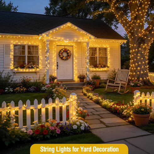 66ft 200 8 JMEXSUSS LED Christmas Lights Outdoor, Warm White Christmas Tree Lights Indoor Plug in, Modes Twinkle String
