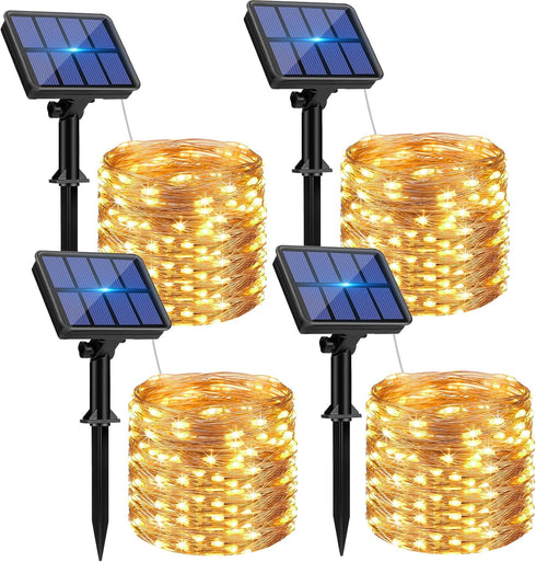 btfarm 4 Pack Solar String Lights Outdoor - Total 132FT 320LED Solar