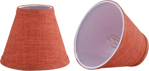 Aspen Creative 51044-2,Hardback Empire Transitional Clip-On Chandelier Shade/Brick Red Burlap Textured Fabric. 3"Top x