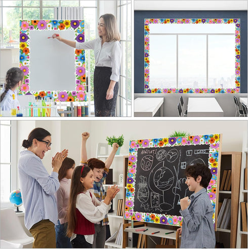 Capoda 24 Pcs Spring Magnetic Borders for Classroom, Floral Bulletin Board Border Trim for School Decor