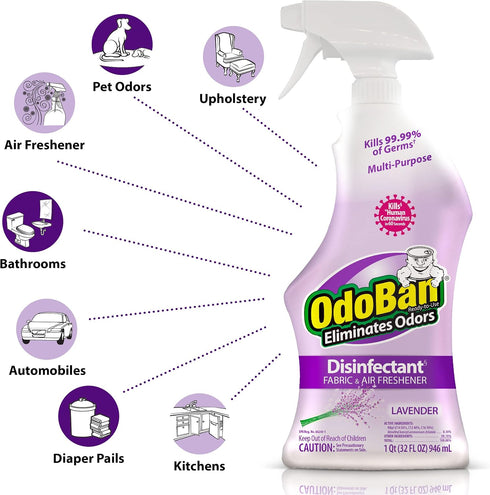 32 OdoBan Ready-to-Use Disinfectant and Odor Eliminator, Ounce Spray Bottle, Lavender Scent