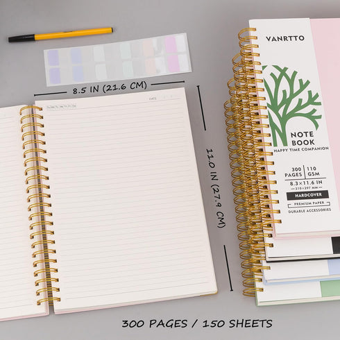Hardcover Spiral Notebook, 8.5 x 11 IN Notebooks College Ruled, 110 GSM Thick Lined Paper Notebooks for Work, School and Travel, 300 Pages Journals for Writing, Large Journal for Women and Men Green by VANRTTO
