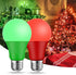 Red Light Bulb Green Light Bulbs Colored Bulb, 9W (6W Equivalent), E26 Base for Halloween Christmas Party Bar Decor (1 Red+1 Green) by KQHBEN
