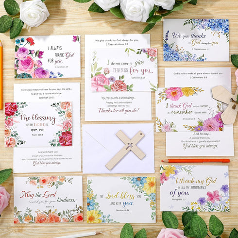 Motiskyy 100 Pack 4x6 Inch 10 Religious Thank You Cards Bulk Christian Appreciation Card with Envelopes Sticker Design