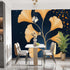 Agglomerix Custom Size Wall Murals Ginkgo Leaves Botanical Watercolor Dark Sky Sparkling Dots SelfAdhesive Removable