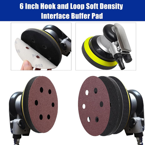 5 Pack 6 Inch 6 Interface Pads, Holes Hook and Loop Soft Density Sponge Cushion Buffer Backing Pad, Foam Sanding