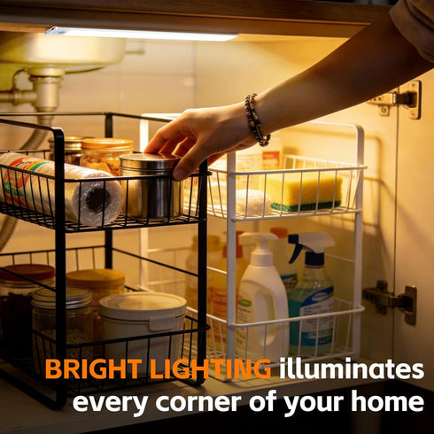 7.9inch 1400mAh 34 3 Kitchens(4Pack) Motion Sensor Cabinet Lights, LED Beads, USB-C Charging, Color Temperatures