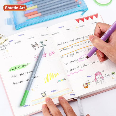 Bible Highlighters and Pens Kit, 22 Pack No Bleed, 10 Colors Gel Highlighters, 12 Colors Fineliner Pens with Storage Bag