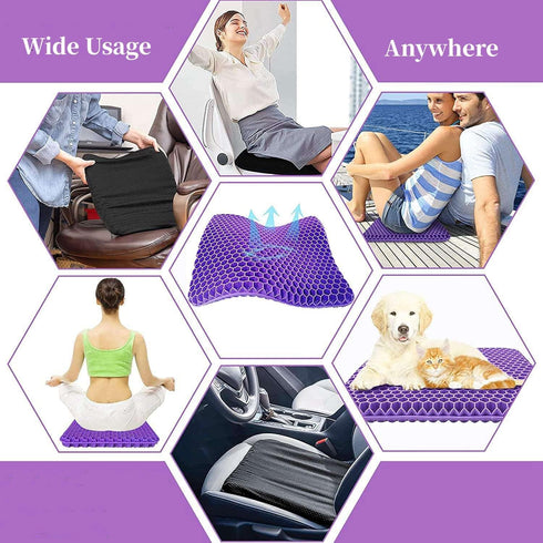 Gel Seat Cushion for Long Sitting, Double Thick Office Desk Cushion for Back, Hip, Sciatica Pain Relief, Cooling Game