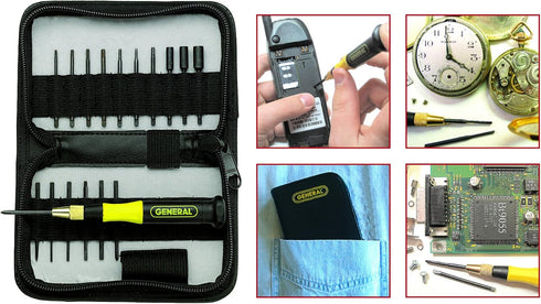 General Tools 63518 Eighteen-Piece Precision Screwdriver Set in Black