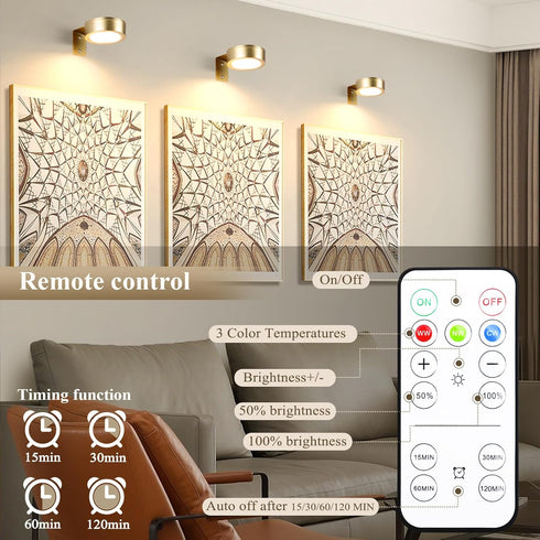 KELUOLY 4-Pack Dimmable Picture Light Battery Operated Painting Lights for Wall, Magnetic LED Display Art Light