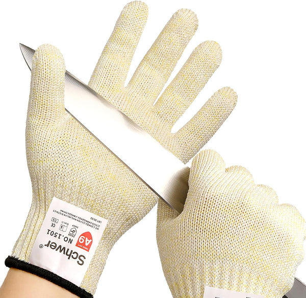 Schwer SlicePro ANSI A9 Cut Resistant Gloves, Food Grade Reliable Cutting Gloves for Kitchen (1 Pair, S)