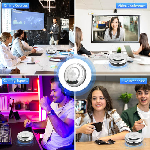 XTUGA Q3 360Voice Conference Speaker Bluetooth Microphone, Pickup Noise Reduction Gain Control for Meetings,Zoom,Home