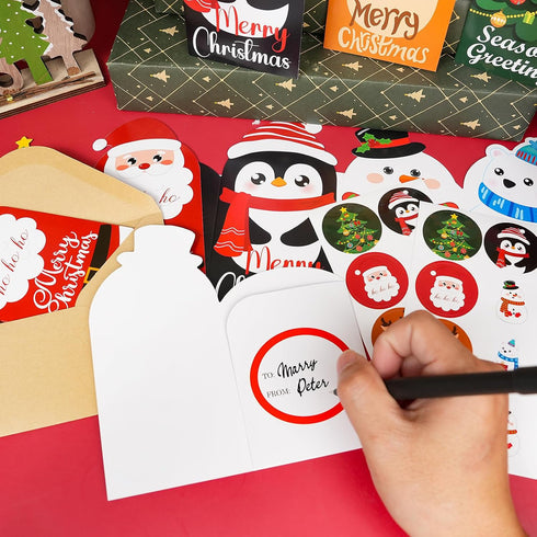 Sereliy 24 Sets Holiday Christmas Card Holder With Envelopes and Stickers - Gift Card Holder for Cash, Cute Shape