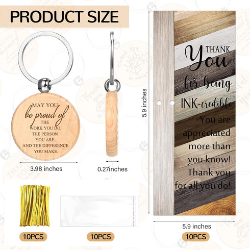 Dispowreath 50 Sets Thank You Gifts Bulk Bamboo Pens Employee Appreciation Gifts Wooden Keychain Thank You Cards