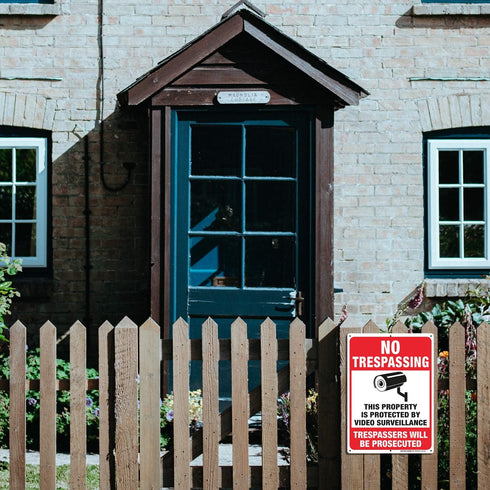 2 Pack No Trespassing Sign, 10 x 7 Inches Metal Reflective Sign for Indoor or Outdoor Use, CCT