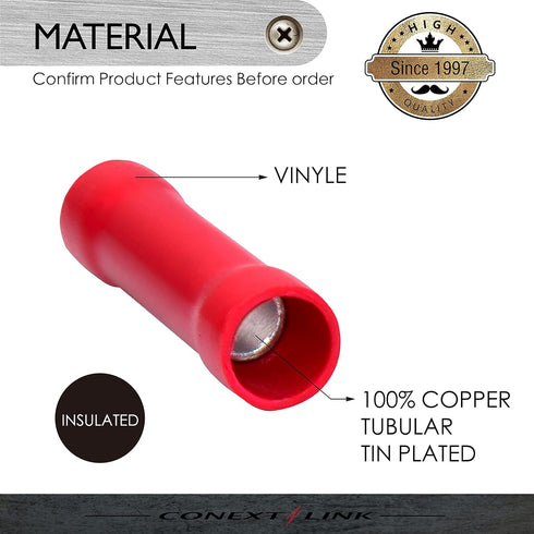 Conext Link BCV8-25 Vinyl Butt Connector 25 Pack (Red 8 Gauge) (17077) by Conext Link