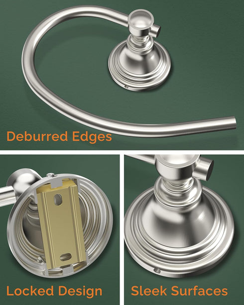 Towel Ring for Bathroom, Stainless Steel Hand Towel Holder Wall Mounted, Brushed Nickel Towel Holder Heavy Duty Towel