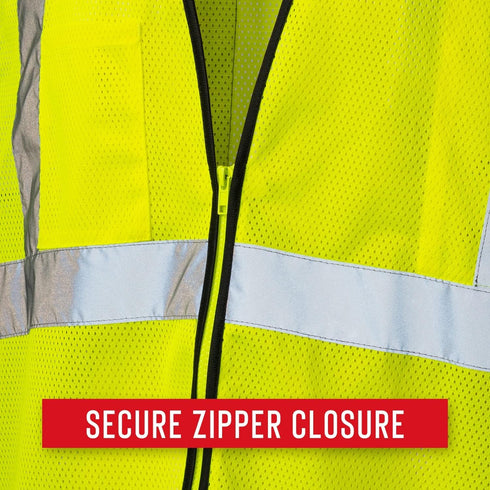 Coast SV300 Rechargeable High Visibility Safety Vest, Dual Mode, Zip Front, 2 Pockets, ANSI/ISEA Standards, Yellow XL