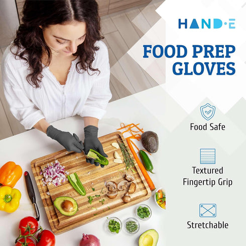 Hand-E Touch Disposable Grey Nitrile Gloves, 100 Count Latex Free Medical Gloves