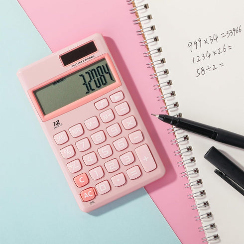 Mr. Pen Standard Function Calculator – 12 Digits, Light Pink Solar Pocket Calculator, Basic Office Use, Simple Design
