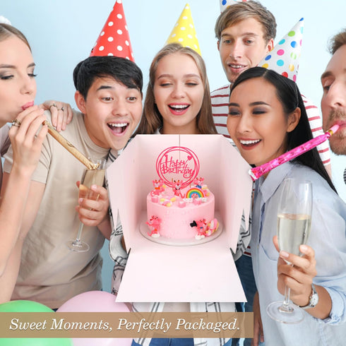Cakebon 1-Pack Cake Boxes with Cake Drums (Black, 8 inch) for Birthdays, Weddings, and Christmas Parties - 8 Inch Cake