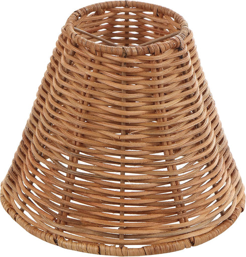 Aspen Creative 51003 Empire Clip-On Chandelier Lamp Shade, Natural Rattan, 3" Top x 6"