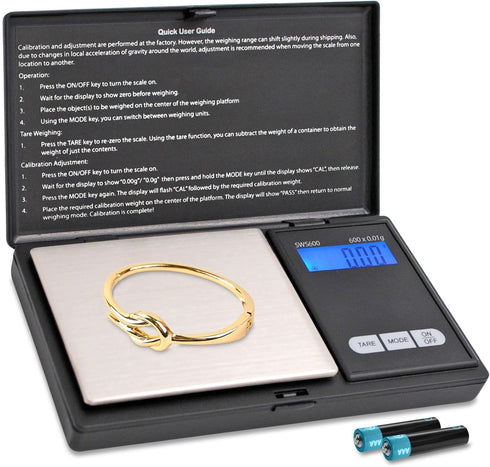 Smart Weigh SWS600 Elite Pocket Sized Digital Gram Scale, Black, 600 x 0.1g